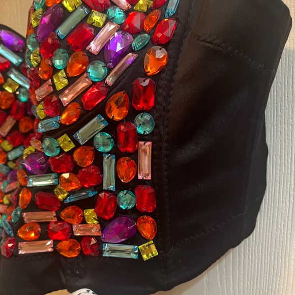 NWT Charmian Rhinestone Push Up Bra Bustier Cropped XL Club-wear Selena - Picture 4 of 13